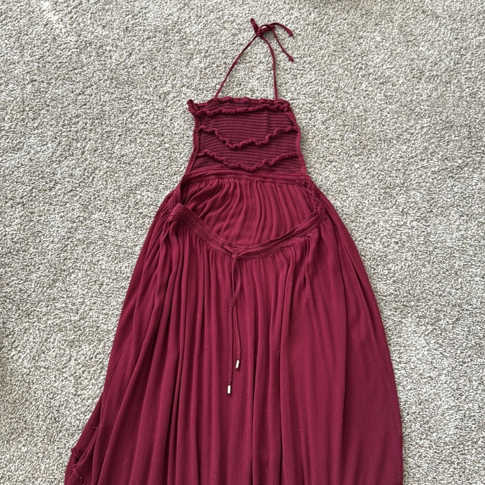 Elegant Burgundy Womens Summer Boho Sexy Backless Long Dresses​ - Picture 4 of 4